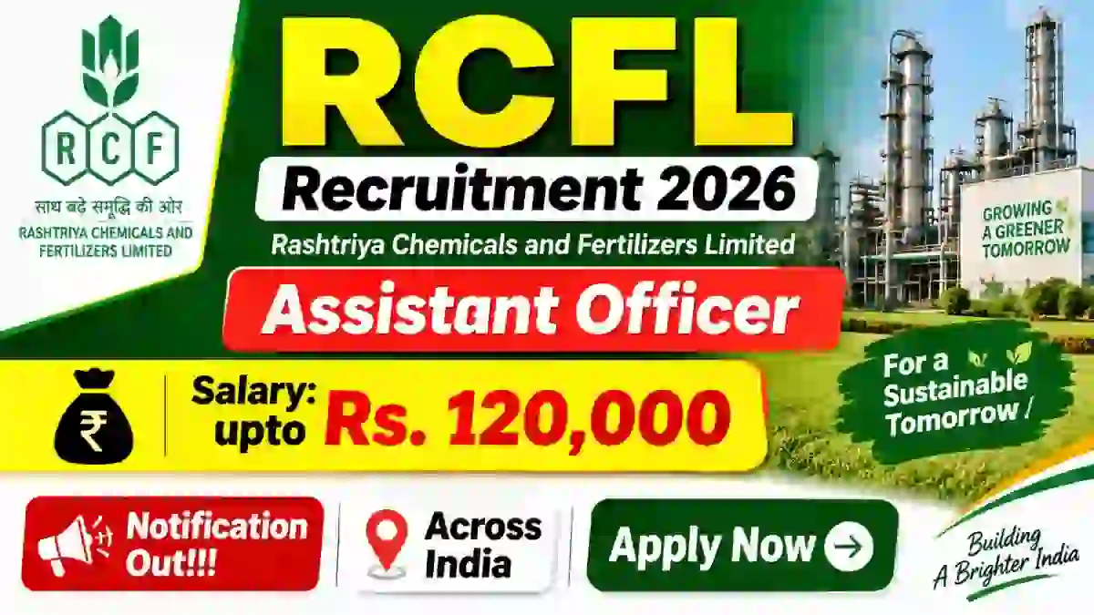 RCFL Assistant Officer Recruitment 2026 - Apply Online for 10 Posts