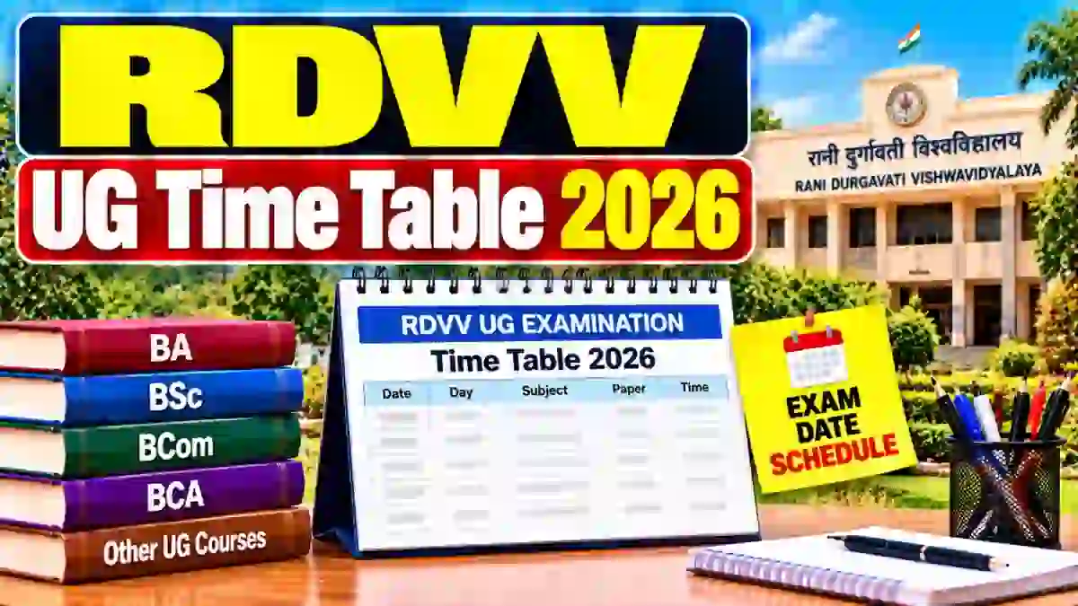 RDVV UG Time Table 2026 Out - Download B.ComLLB & BBALLB Exam Date Online @ rdunijbpin.org