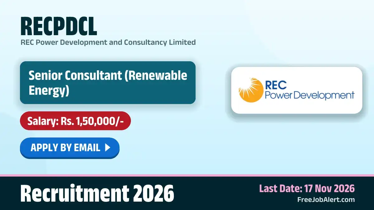 RECPDCL Senior Consultant Recruitment 2026 – Apply Online