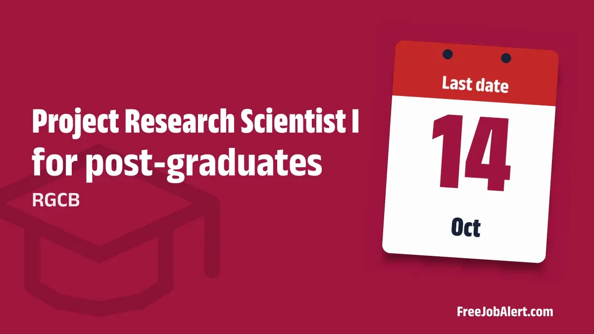 RGCB Project Research Scientist I Recruitment 2026 – Apply Online