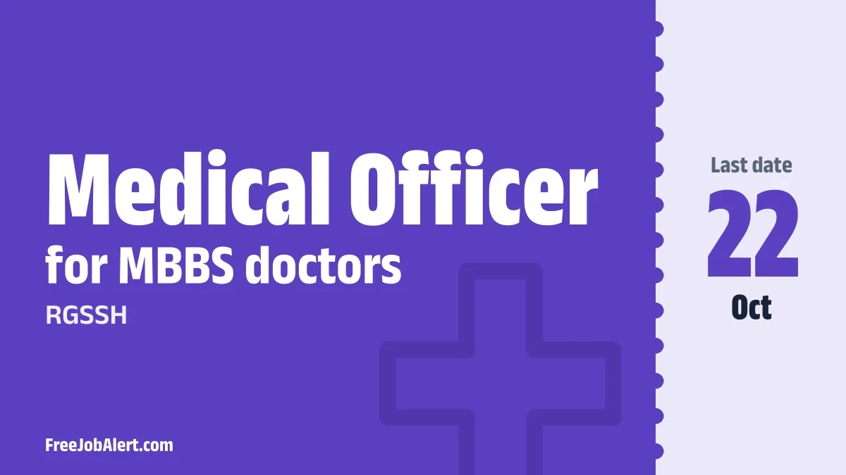 RGSSH Medical Officer Recruitment 2026 – Apply Online for 5 Posts