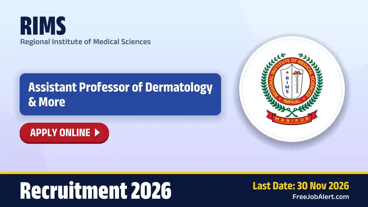 RIMS Assistant Professor Recruitment 2026 – Apply Online
