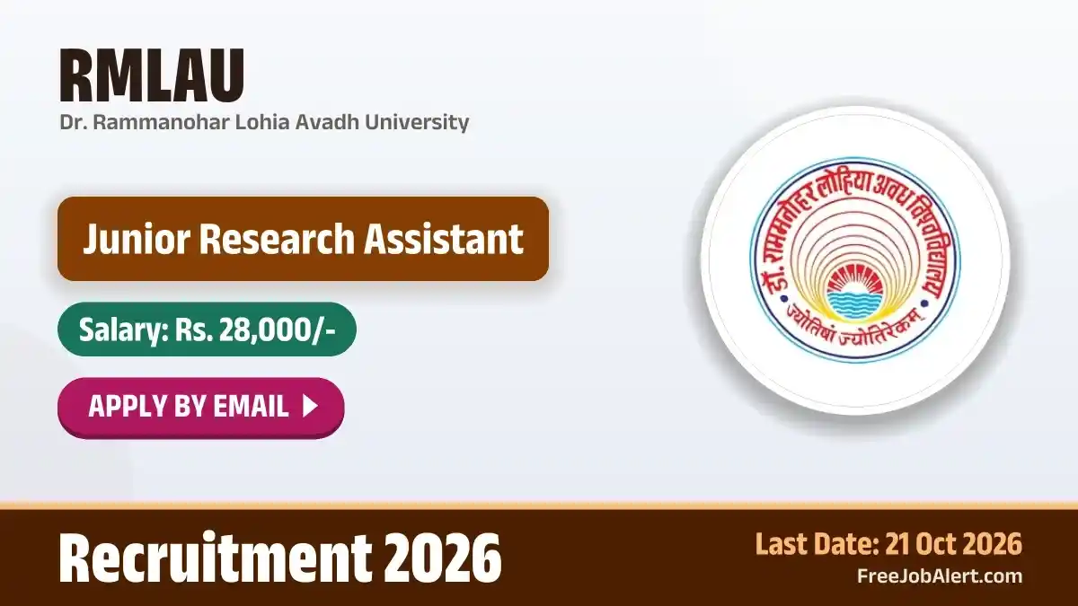 RMLAU Junior Research Assistant Recruitment 2026 – Apply Online