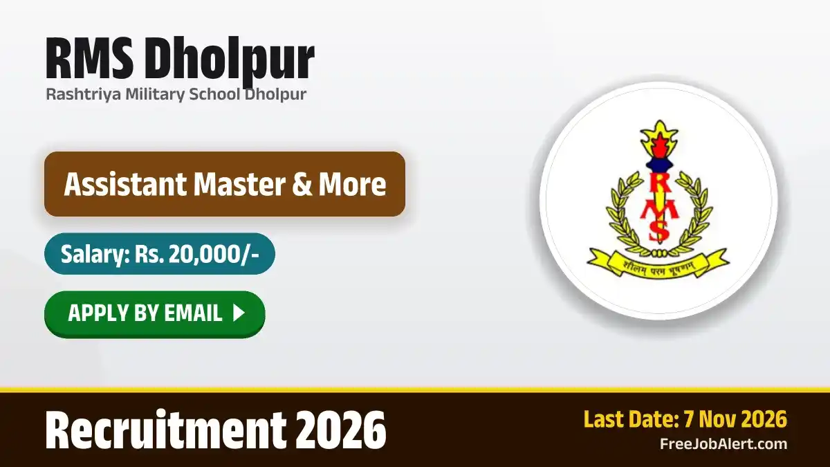 RMS Dholpur Recruitment 2026 – Apply Online for Assistant Master, School Counsellor and More Posts RMS Dholpur Recruitment 2026 – Apply Online for Assistant Master, School Counsellor and More Posts