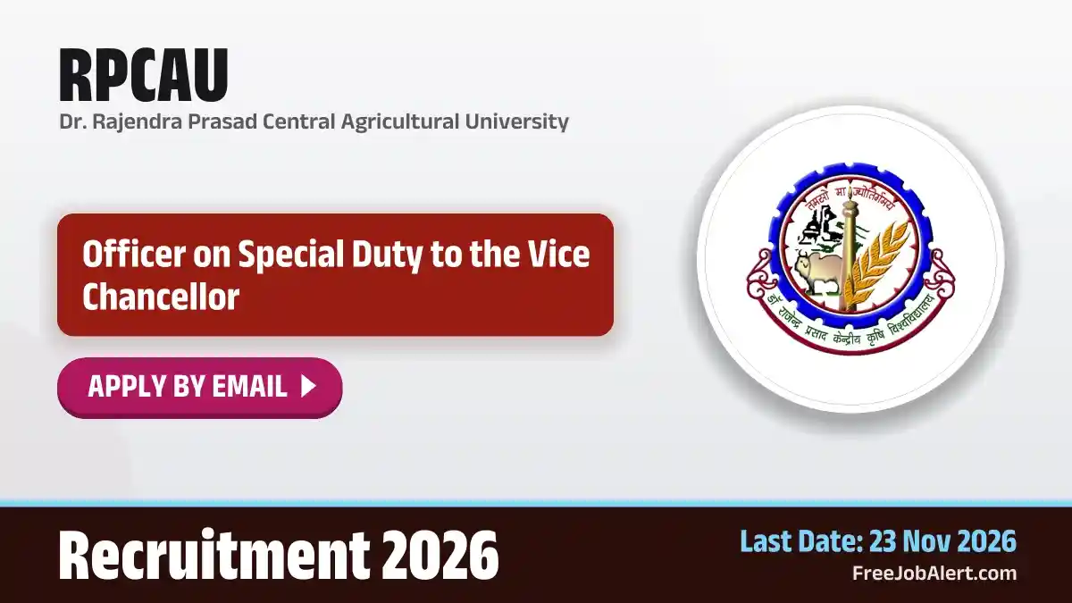 RPCAU Officer on Special Duty to the Vice Chancellor Recruitment 2026 – Apply Online RPCAU Officer on Special Duty to the Vice Chancellor Recruitment 2026 – Apply Online