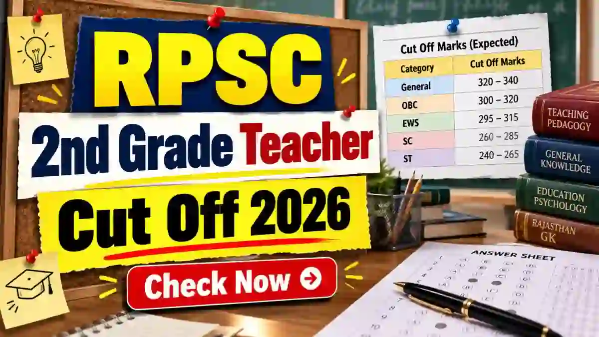 RPSC 2nd Grade Teacher Cut Off 2026 - Check Qualifying Marks and Category-Wise Cut-Off