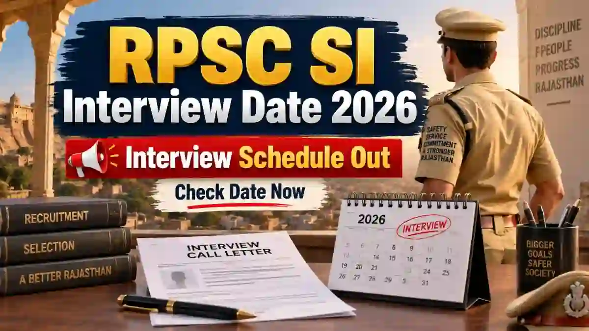 RPSC SI Interview Date 2026 - Check Sub Inspector & Platoon Commander First Phase Schedule at rpsc.rajasthan.gov.in
