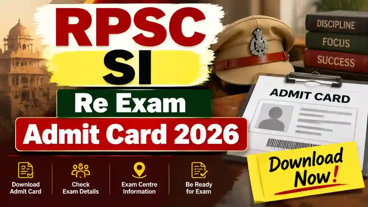 RPSC SI Re-Exam Admit Card 2026 Out - Download Hall Ticket at rpsc.rajasthan.gov.in RPSC SI Re-Exam Admit Card 2026 Out - Download Hall Ticket at rpsc.rajasthan.gov.in
