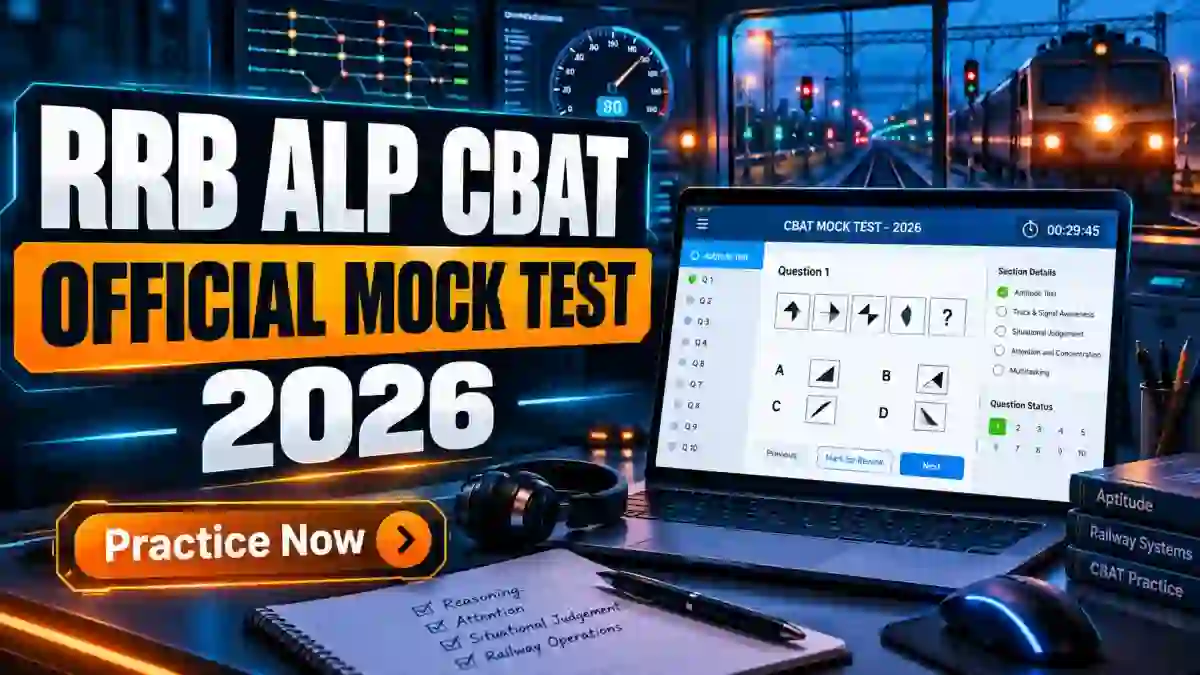 RRB ALP CBAT Official Mock Test 2026 Out for CEN 01/2025 - Direct Practice Link & CBT Aptitude Test Date RRB ALP CBAT Official Mock Test 2026 Out for CEN 01/2025 - Direct Practice Link & CBT Aptitude Test Date