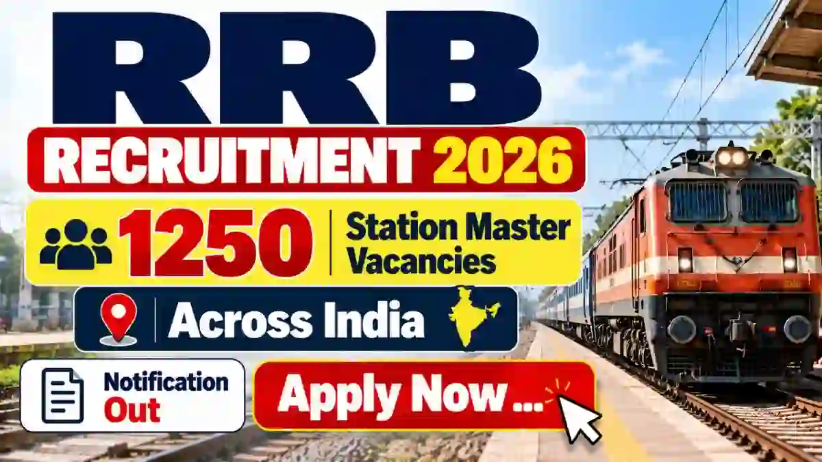 RRB Station Master Recruitment 2026 (Short Notice) – Apply Online for 1250 Posts RRB Station Master Recruitment 2026 (Short Notice) – Apply Online for 1250 Posts