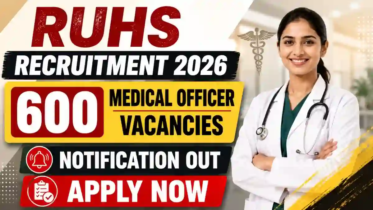 RUHS MO Recruitment 2026 Notification Out - Apply Online for 600 Medical Officer Posts RUHS MO Recruitment 2026 Notification Out - Apply Online for 600 Medical Officer Posts