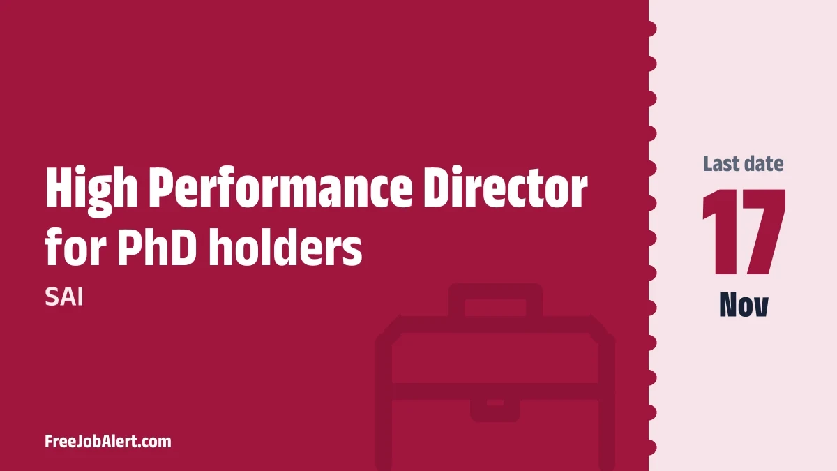 SAI High Performance Director Recruitment 2026 – Apply Online