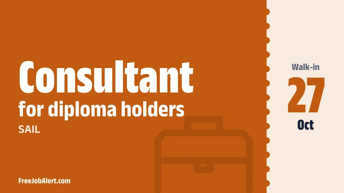 SAIL Consultant Recruitment 2026 – Walkin SAIL Consultant Recruitment 2026 – Walkin