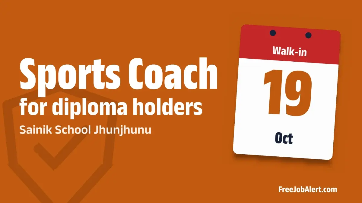 Sainik School Jhunjhunu Sports Coach Recruitment 2026 – Walkin