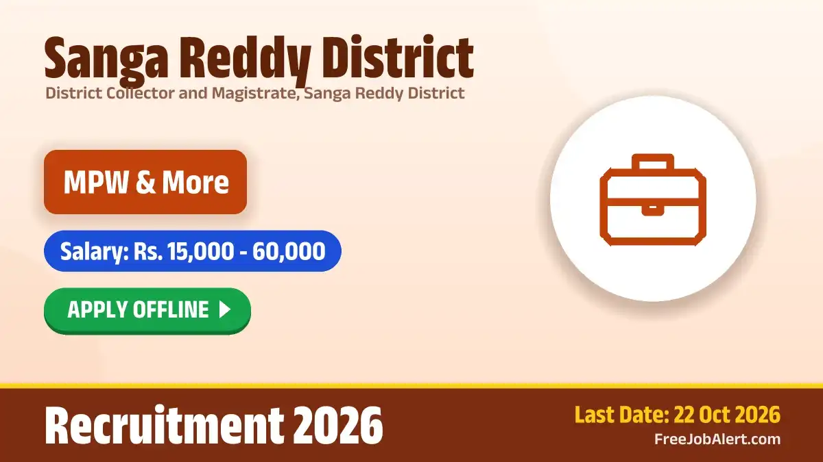 Sanga Reddy District Recruitment 2026 – Apply Offline for 8 MPW, Yoga Professional and More Posts