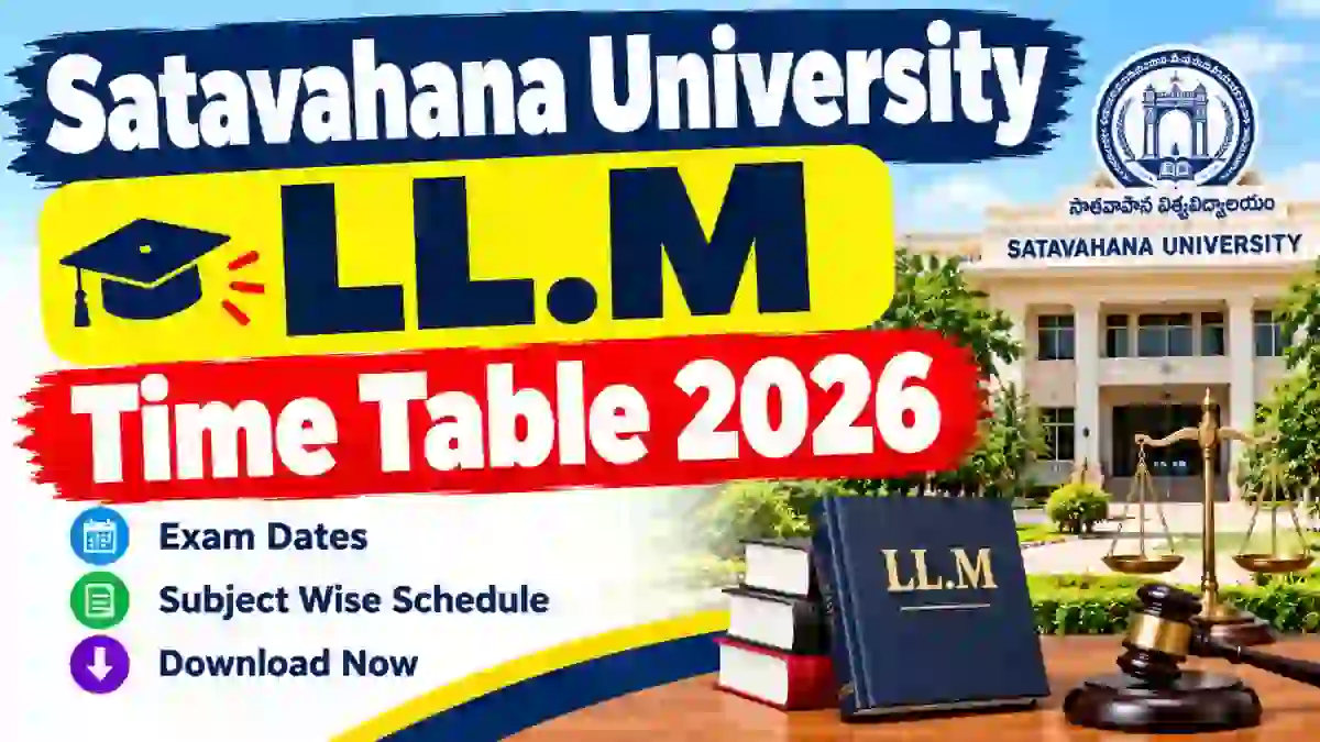 Satavahana University LL.M 2nd Semester Time Table 2026 Out - Download Online @ satavahana.ac.in