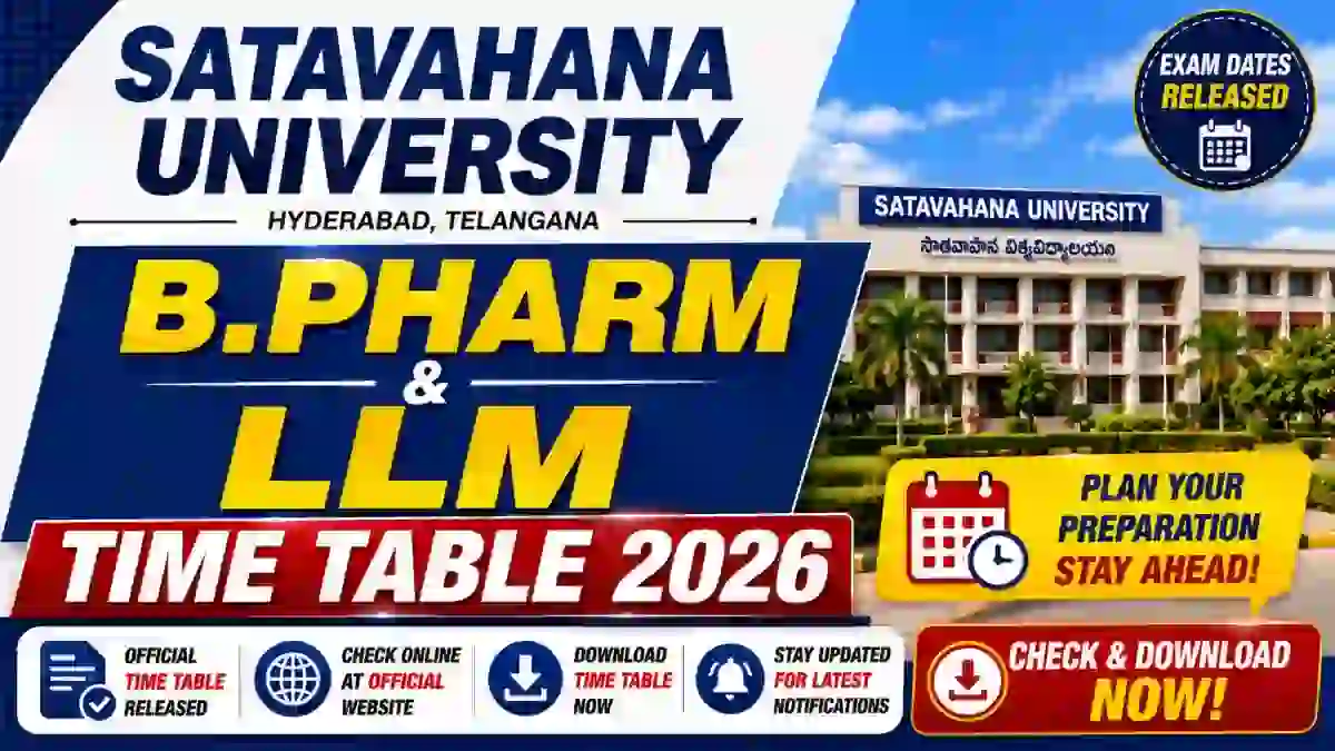 Satavahana University Time Table 2026 Out - Download B.Pharm & LLM Exam Schedule @ satavahana.ac.in