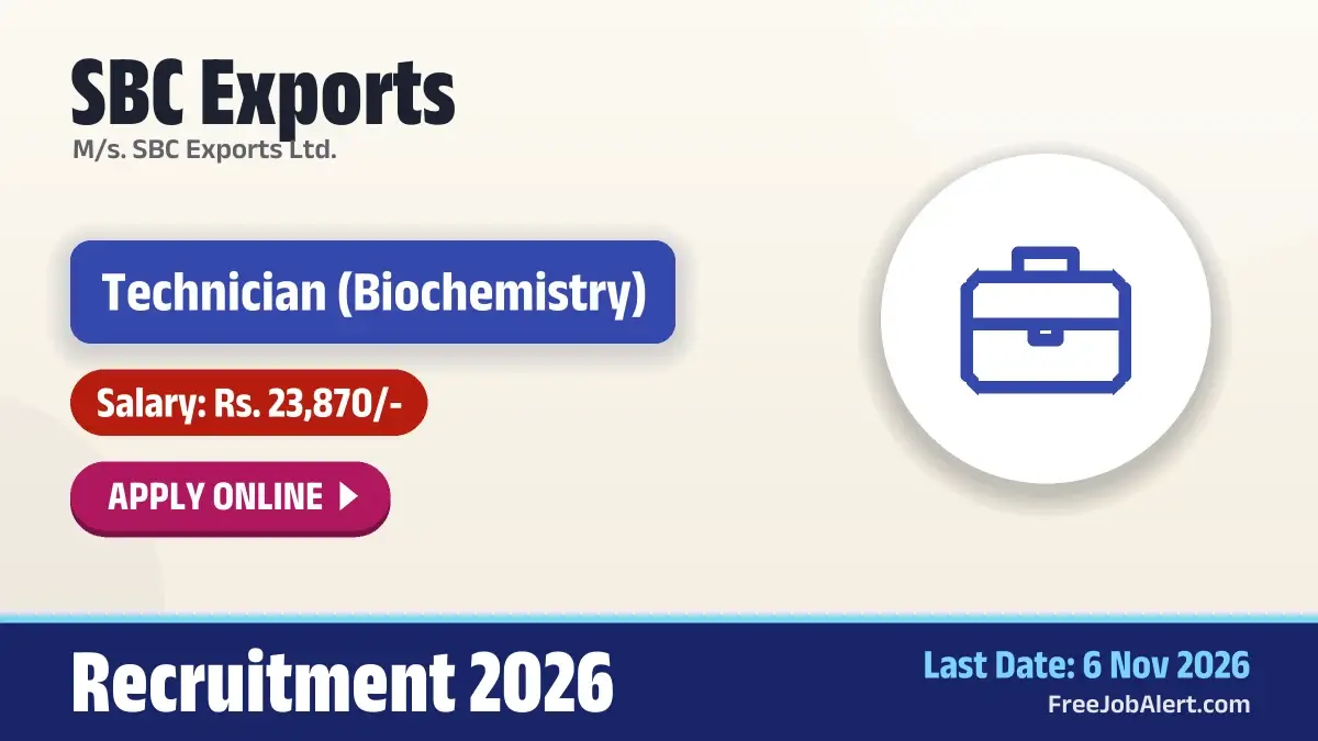 SBC Exports Technician Recruitment 2026 – Apply Online