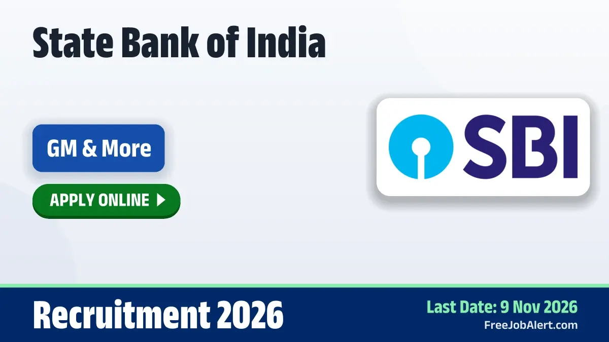 SBI Recruitment 2026 – Apply Online for 6 GM & Chief AI Officer, DGM and More Posts