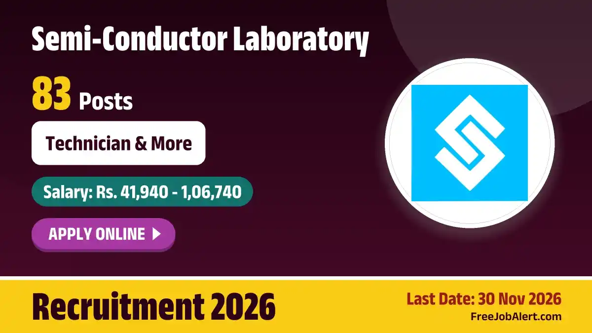 SCL Mohali Recruitment 2026 – Apply Online from Nov 1 for 83 Technician, Technical Assistant and More Posts