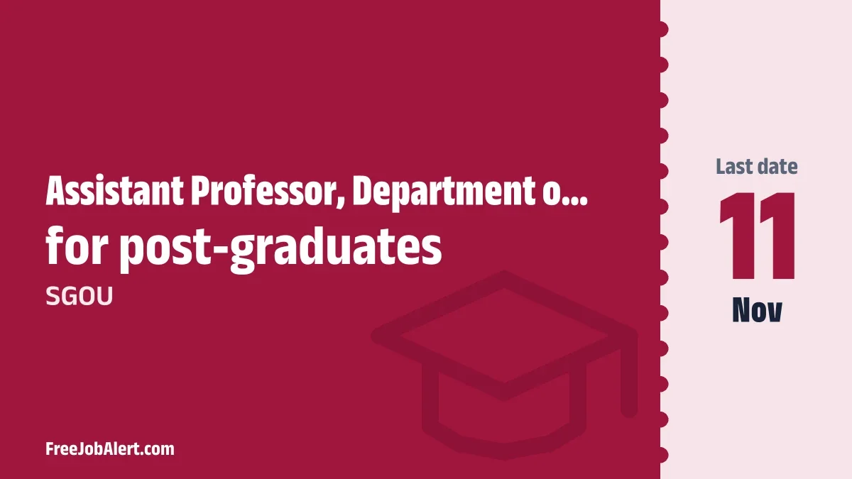 SGOU Assistant Professor Recruitment 2026 – Apply Online