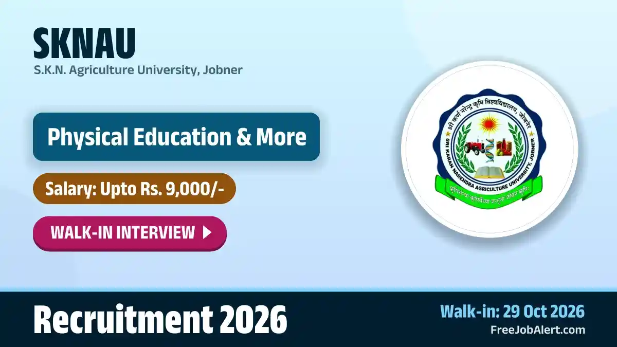 SKNAU Guest Faculty Recruitment 2026 – Walkin
