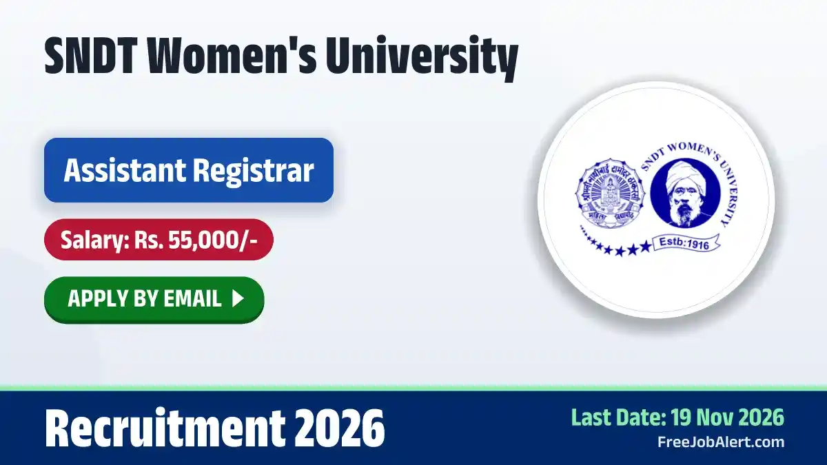 SNDT Assistant Registrar Recruitment 2026 – Apply Online SNDT Assistant Registrar Recruitment 2026 – Apply Online