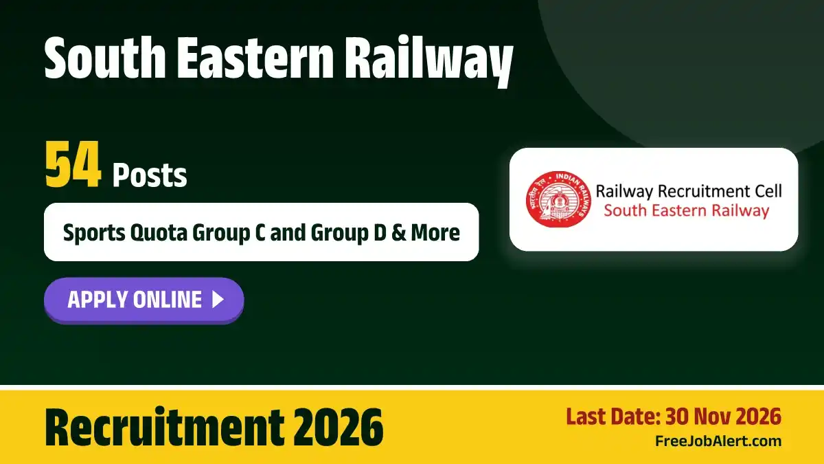 South Eastern Railway Sports Quota Group C and Group D Recruitment 2026 – Apply Online for 54 Posts