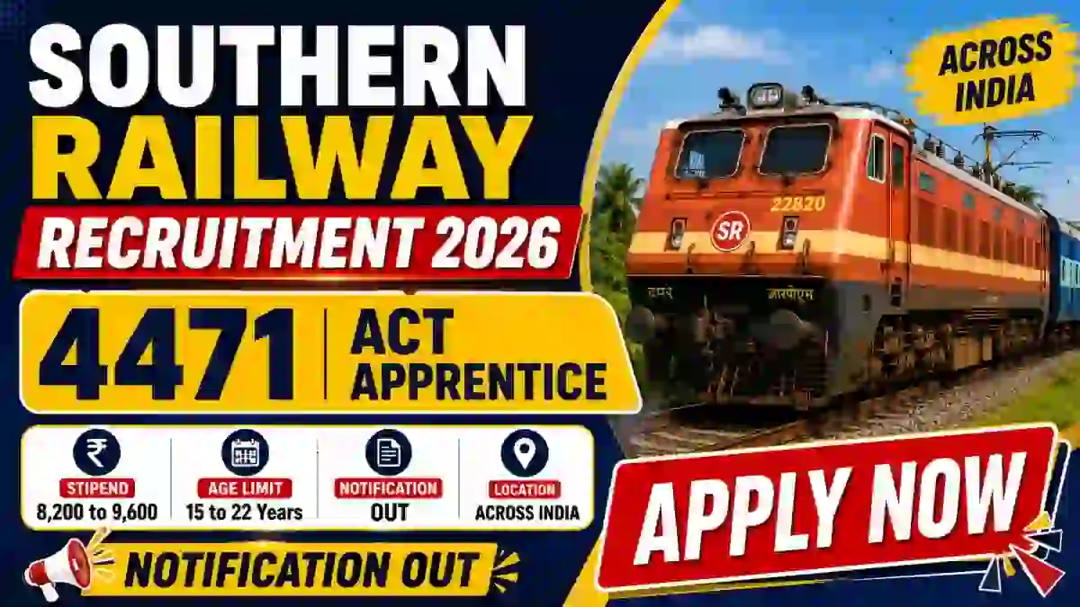 Southern Railway Act Apprentice Recruitment 2026 Notification Out - Apply Online for 4471 Posts