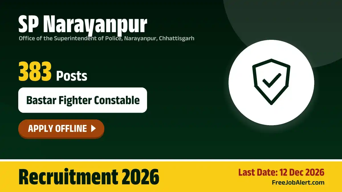 SP Narayanpur Bastar Fighter Constable Recruitment 2026 – Apply Offline for 383 Posts SP Narayanpur Bastar Fighter Constable Recruitment 2026 – Apply Offline for 383 Posts