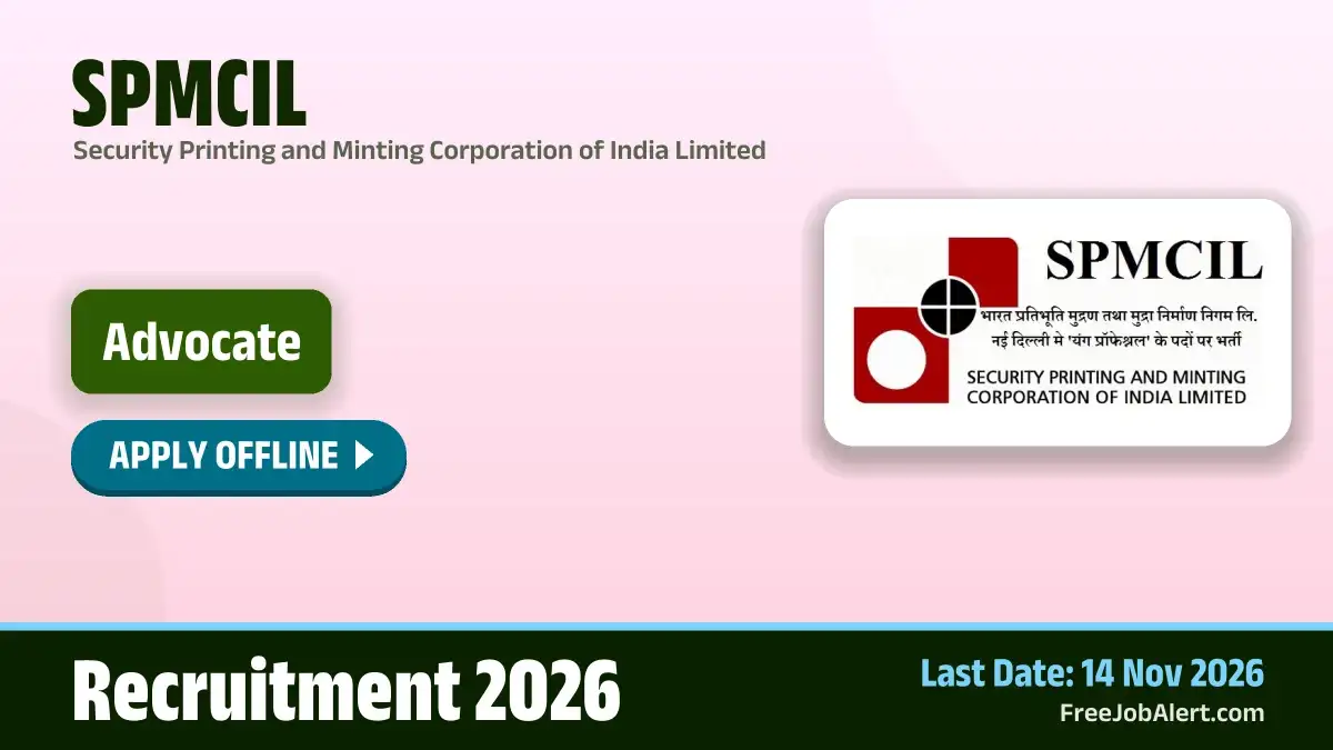 SPMCIL Advocate Recruitment 2026 – Apply Offline