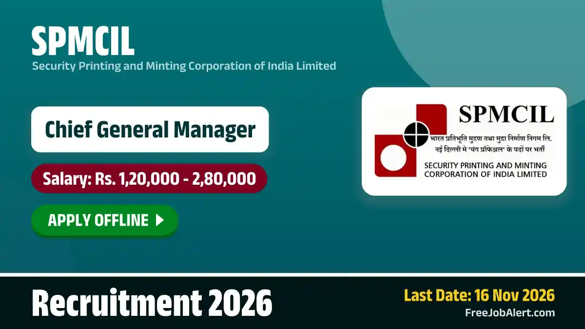 SPMCIL Chief General Manager Recruitment 2026 – Apply Offline SPMCIL Chief General Manager Recruitment 2026 – Apply Offline