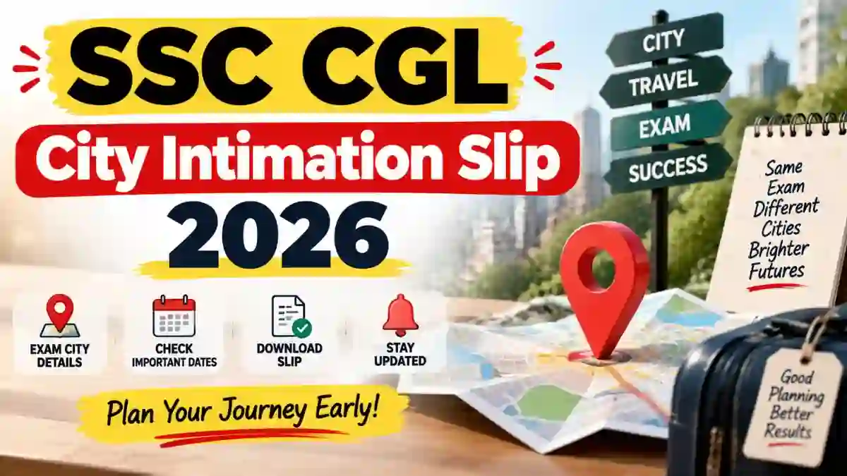 SSC CGL City Intimation Slip 2026 - Check Release Date, Download Link & Exam City Details SSC CGL City Intimation Slip 2026 - Check Release Date, Download Link & Exam City Details