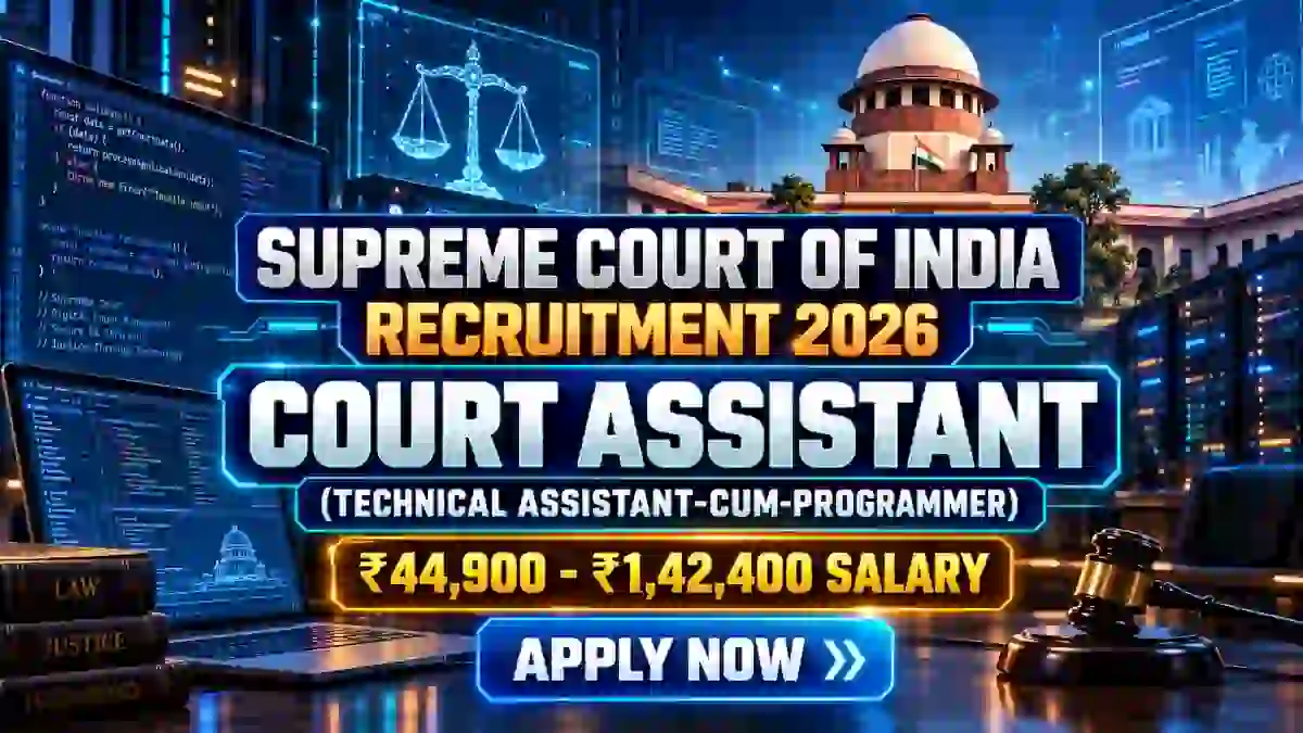 Supreme Court of India Court Assistant Recruitment 2026 – Apply Online for 15 Posts Supreme Court of India Court Assistant Recruitment 2026 – Apply Online for 15 Posts