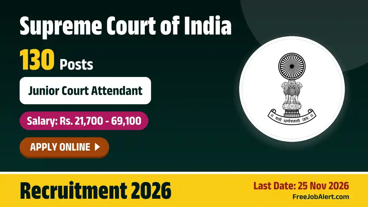 Supreme Court of India Junior Court Attendant Recruitment 2026 Notification Out – Apply Online for 130 Posts