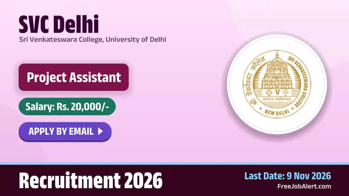 SVC Delhi Project Assistant Recruitment 2026 – Apply Online