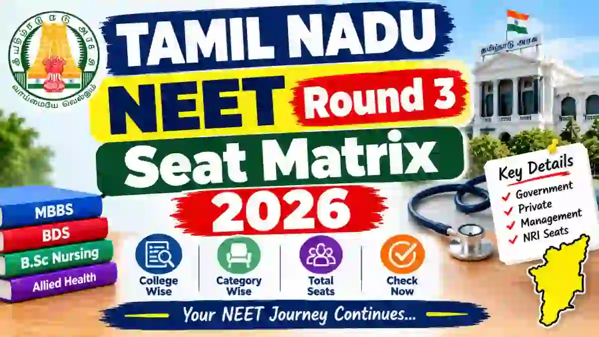 Tamil Nadu NEET UG Round 3 Seat Matrix 2026 Out - Check List Online @ tnmedicalselection.net