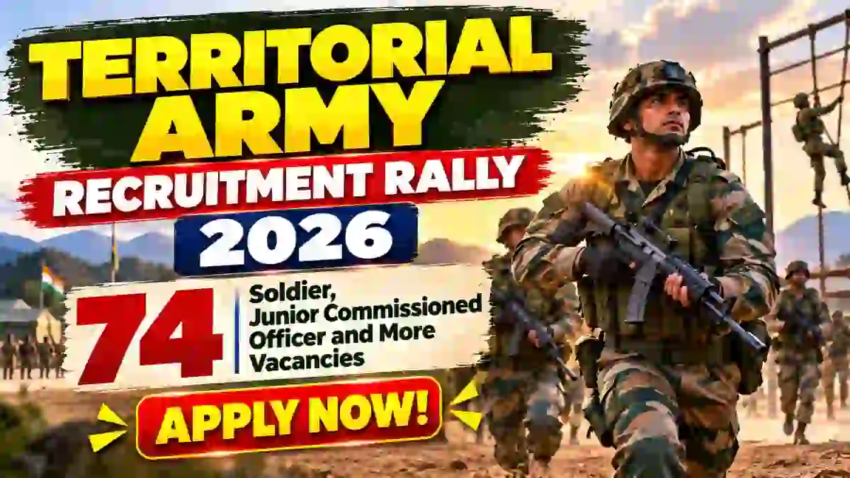 Territorial Army Recruitment 2026 – Walk-in for 74 Soldier, Junior Commissioned Officer and More Posts