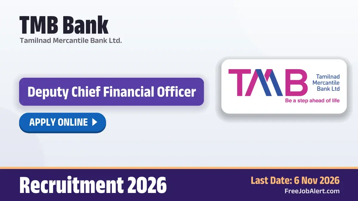 TMB Bank Deputy Chief Financial Officer Recruitment 2026 – Apply Online