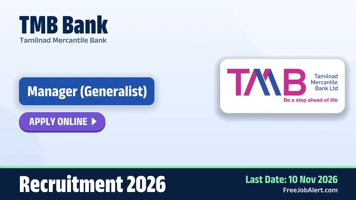 TMB Bank Manager Recruitment 2026 – Apply Online