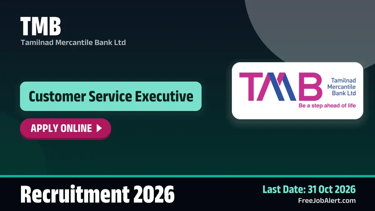 TMB Customer Service Executive Recruitment 2026 – Apply Online TMB Customer Service Executive Recruitment 2026 – Apply Online