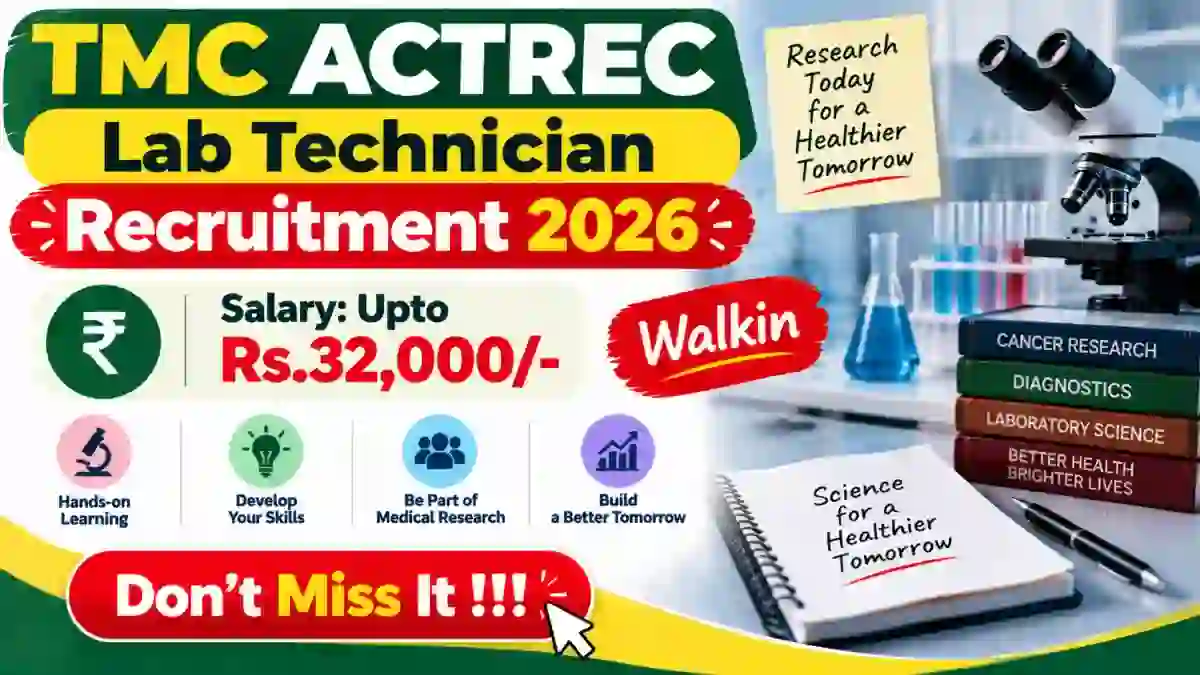 TMC ACTREC Lab Technician Recruitment 2026 - Walkin