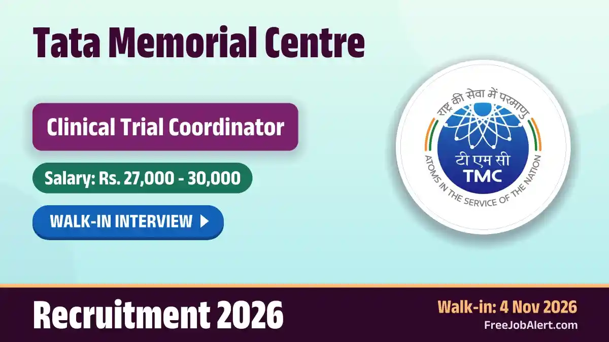 TMC Clinical Trial Coordinator Recruitment 2026 – Walkin