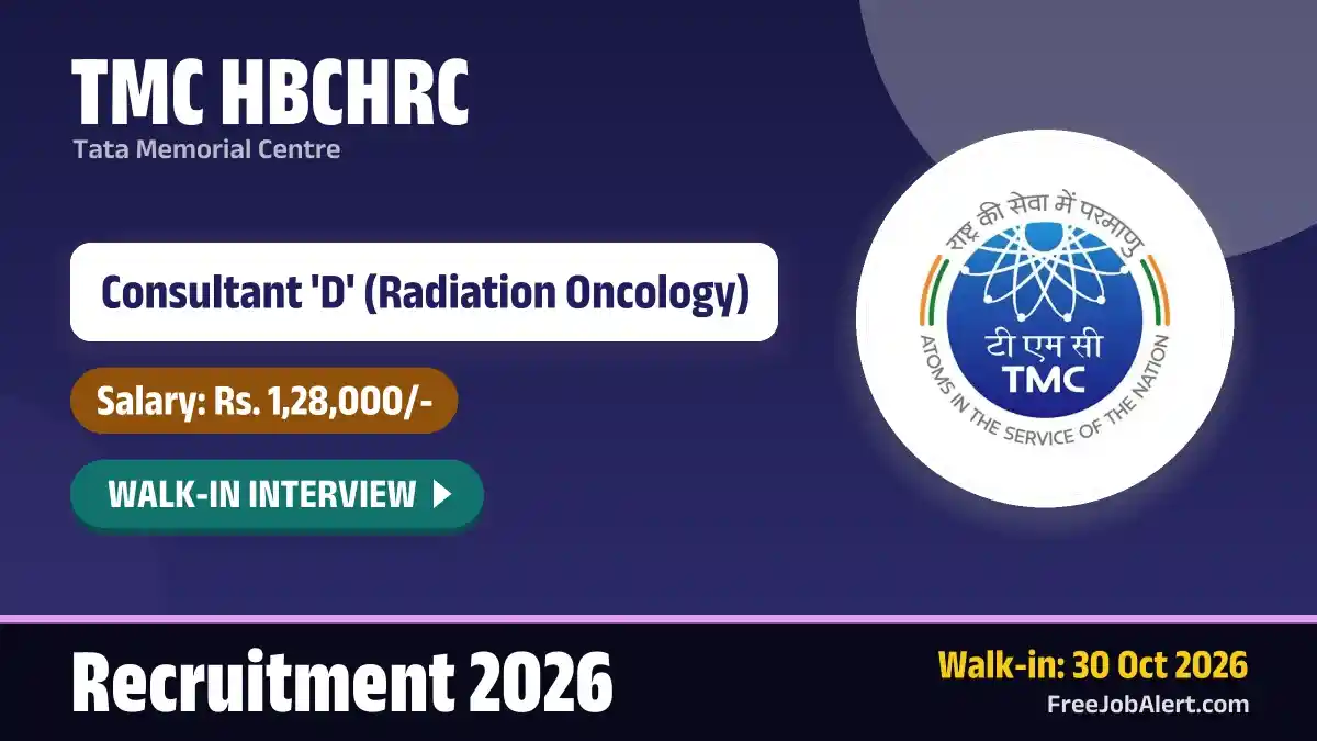 TMC HBCHRC Consultant D Recruitment 2026 – Apply Online