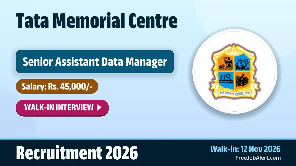 TMC Senior Assistant Data Manager Recruitment 2026 – Walkin