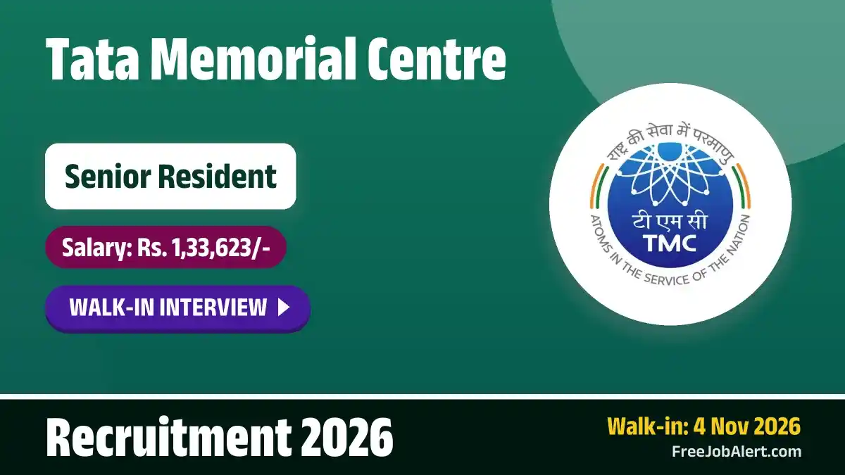 TMC Senior Resident (Medical Oncology) Recruitment 2026 – Walkin