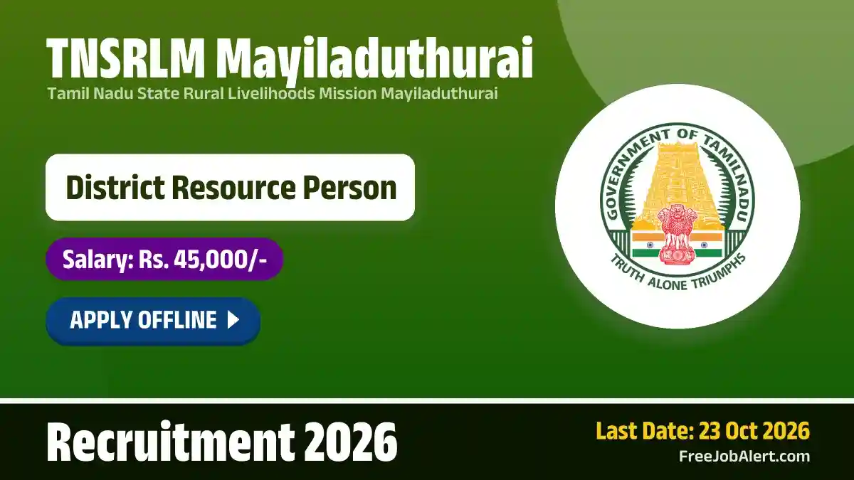 TNSRLM Mayiladuthurai District Resource Person Recruitment 2026 – Apply Offline