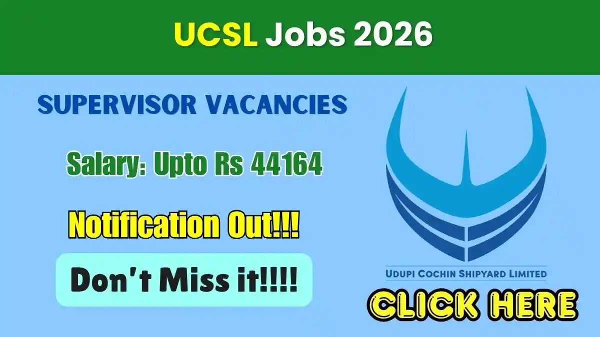 UCSL Supervisor Recruitment 2026 - Apply Online UCSL Supervisor Recruitment 2026 - Apply Online