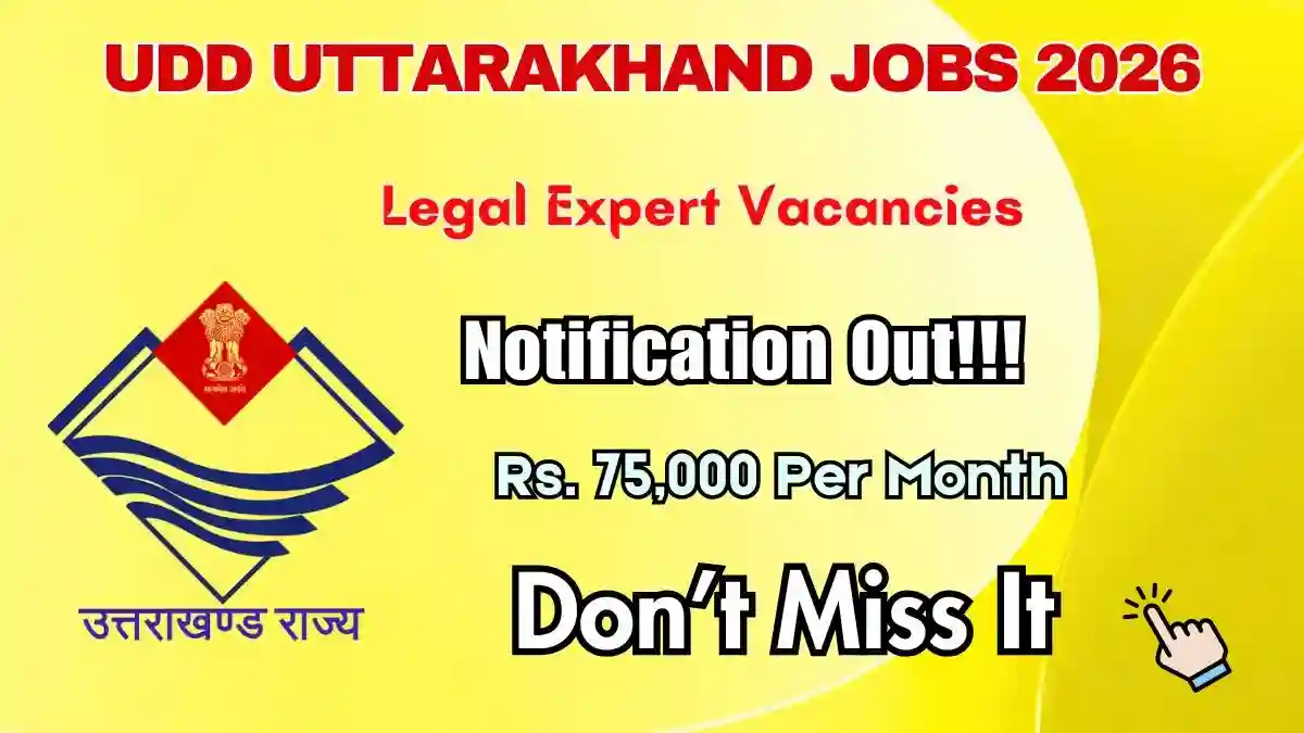 UDD Uttarakhand Legal Expert Recruitment 2026 - Apply Offline