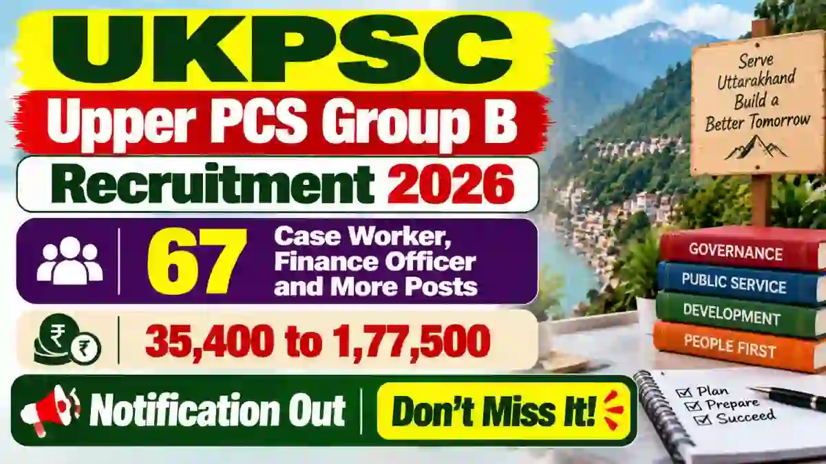 UKPSC Upper PCS Group B Recruitment 2026 - Apply Online for 67 Case Worker, Finance Officer and More Posts UKPSC Upper PCS Group B Recruitment 2026 - Apply Online for 67 Case Worker, Finance Officer and More Posts
